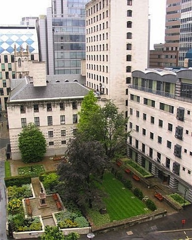 Aerial view of Aldermanbury Gardens © Corporation of London
