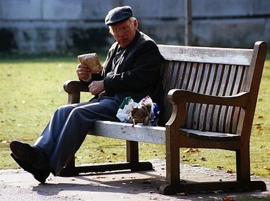 Man feeding grey squirrel © Andy Fisher