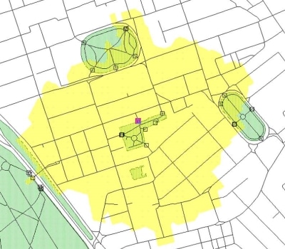 Area of non-deficiency calculated through network analysis